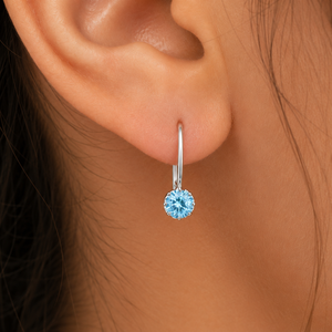 Celeste Solitaire Drop Earrings in 925 sterling silver – additional view