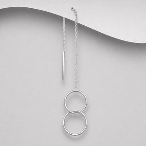Celestia Double Halo Threader Earrings in 925 sterling silver – side view