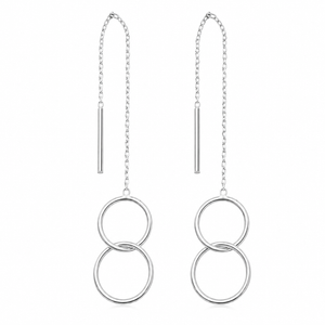 Celestia Double Halo Threader Earrings in 925 sterling silver – main view