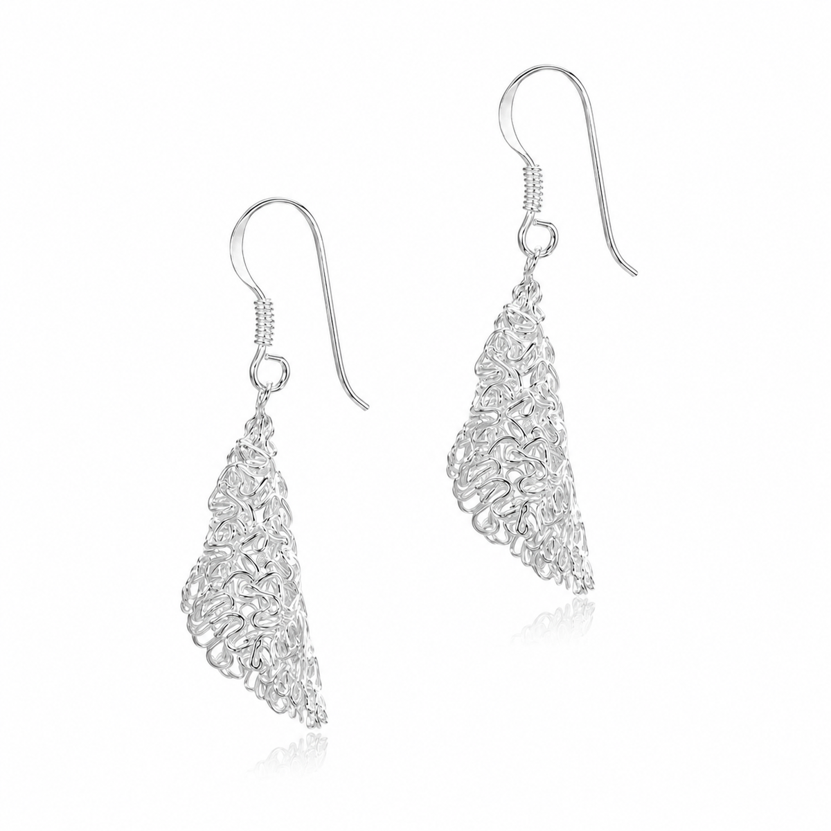 Celestia Filigree Triangle Earrings in 925 sterling silver – side view