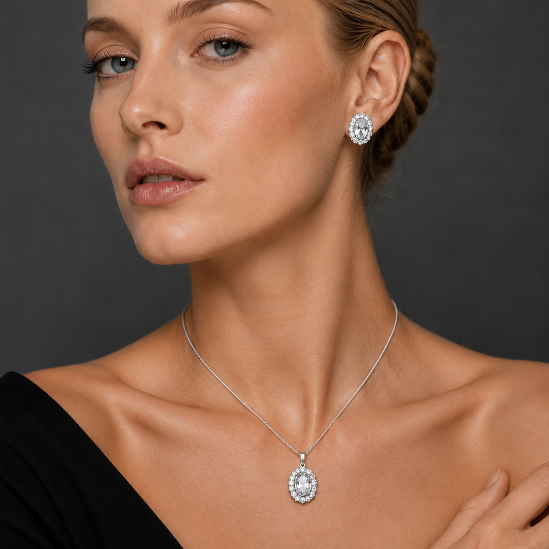 Celestia Halo Pendant & Earring Set