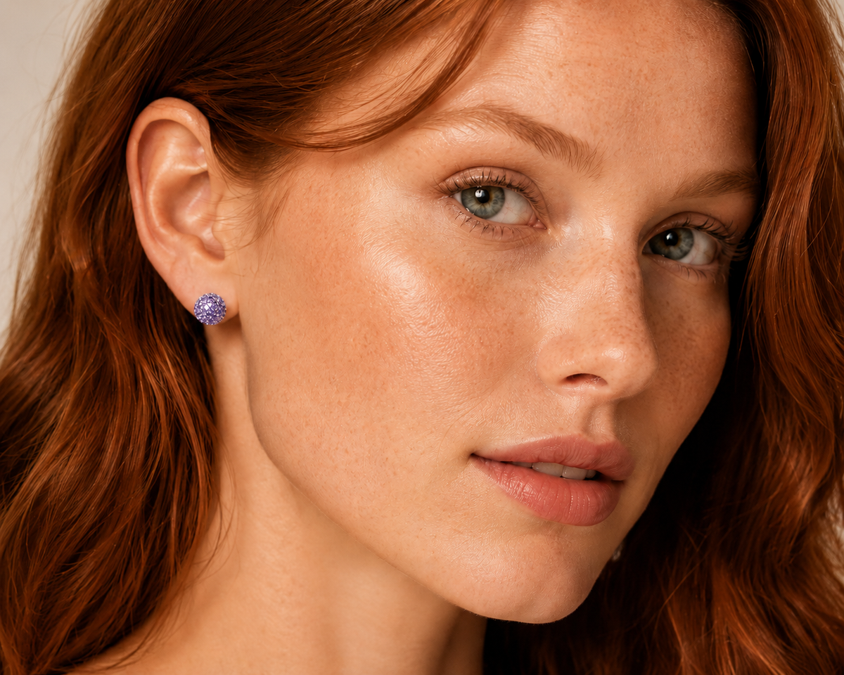Celestia Pavé Sphere Stud Earrings in 925 sterling silver – additional view