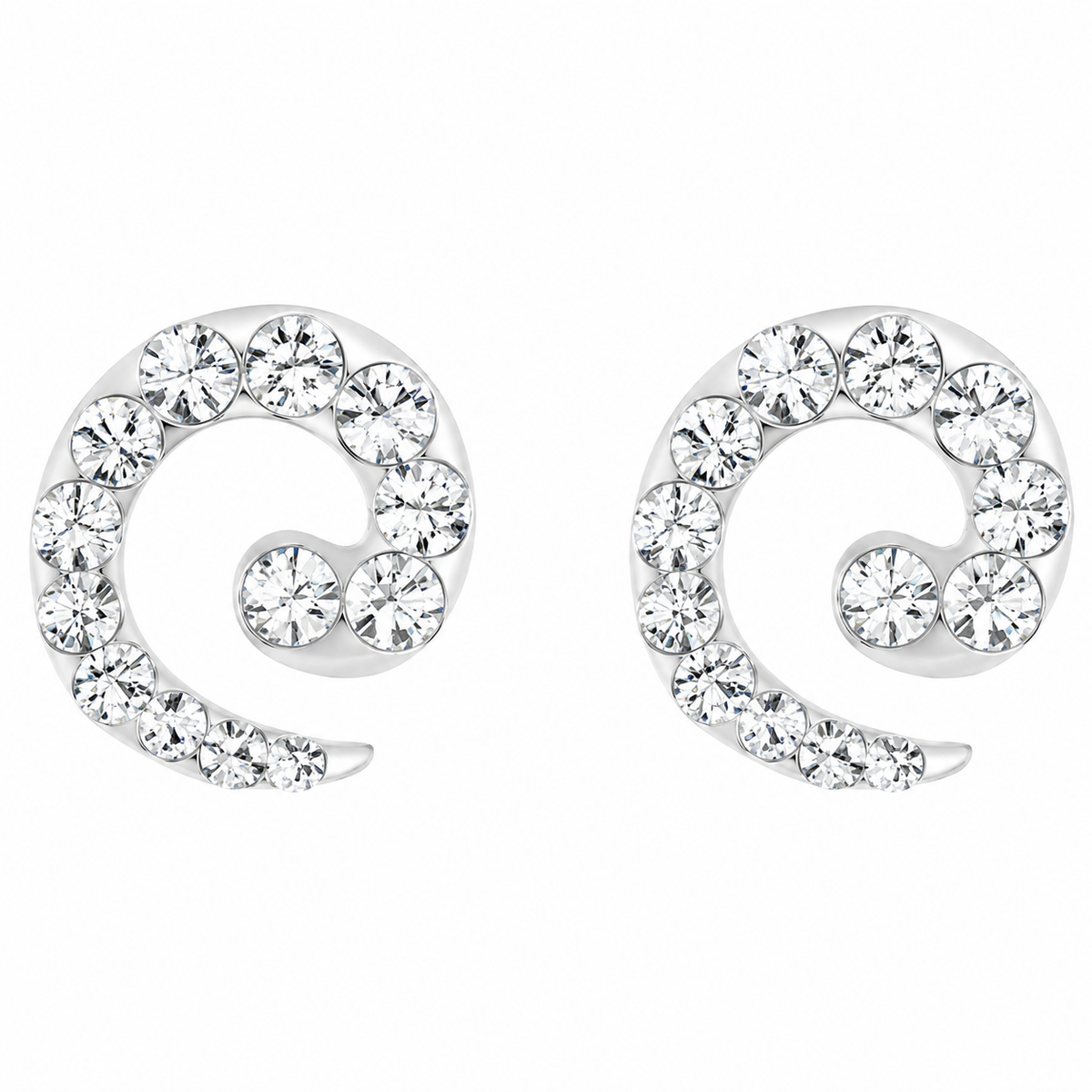 Celestia Spiral Crystal Stud Earrings in 925 sterling silver – additional view