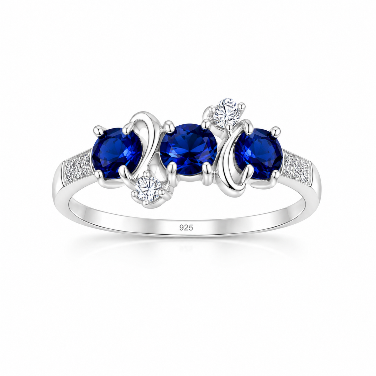 Celestia Blue & Clear Three-Stone Ring