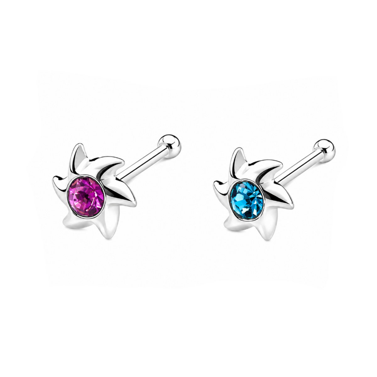 Celestial Bloom Nose Bone Stud in 925 sterling silver – main view