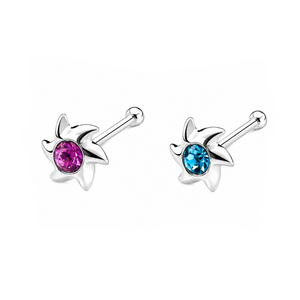 Celestial Bloom Nose Bone Stud in 925 sterling silver – main view