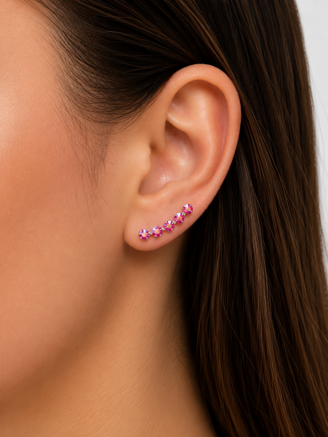 Celestial Cascade Crystal Climber Earrings in 925 sterling silver – angle view