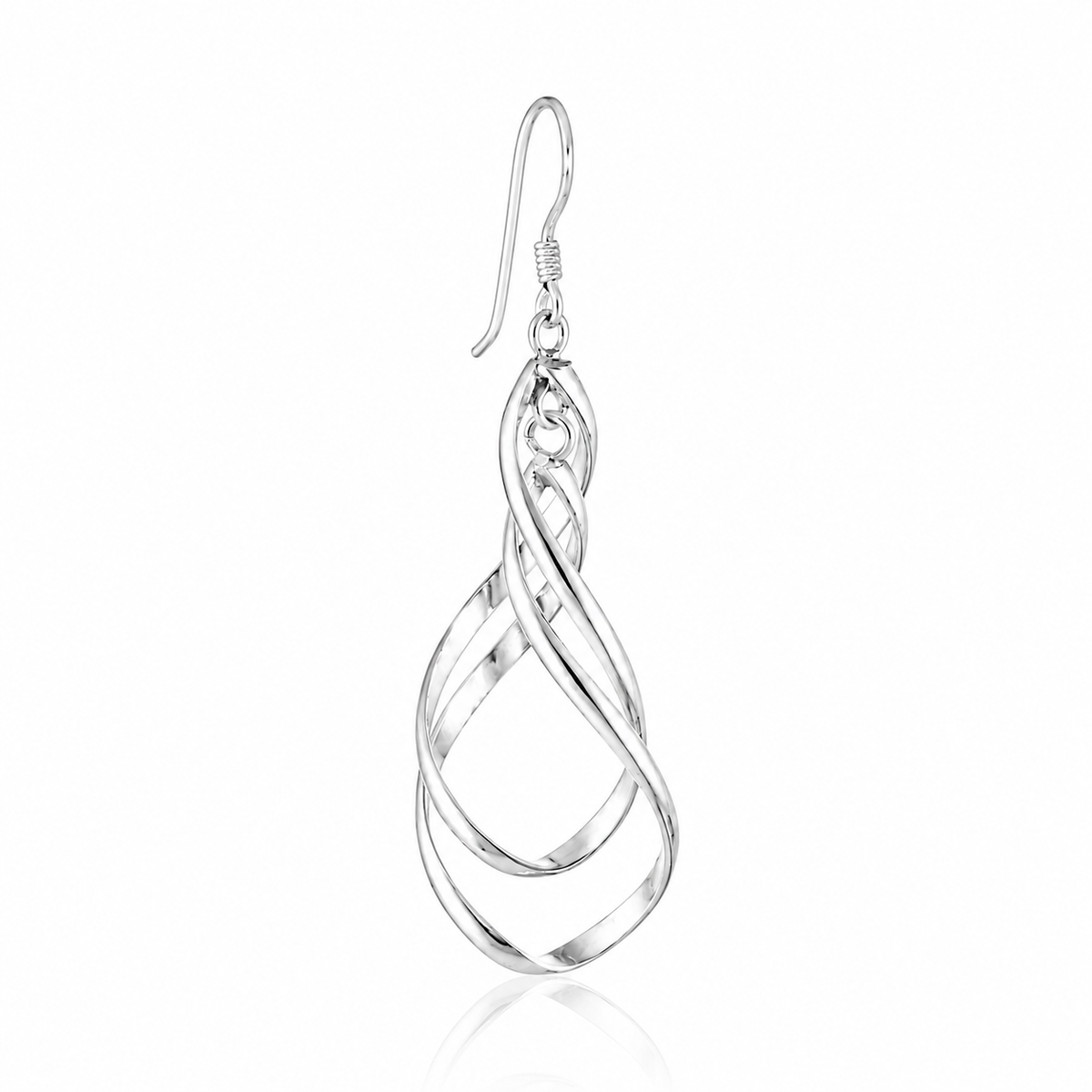 Celestial Cascade Twist Drop Earrings in 925 sterling silver – side view