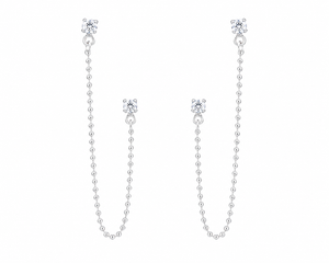 Double Bead Double Stud Earrings in 925 sterling silver – main view