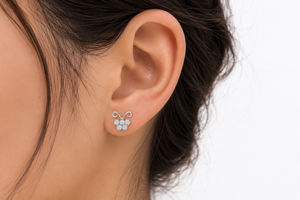 Celestial Crystal Cluster Stud Earrings in 925 sterling silver – angle view