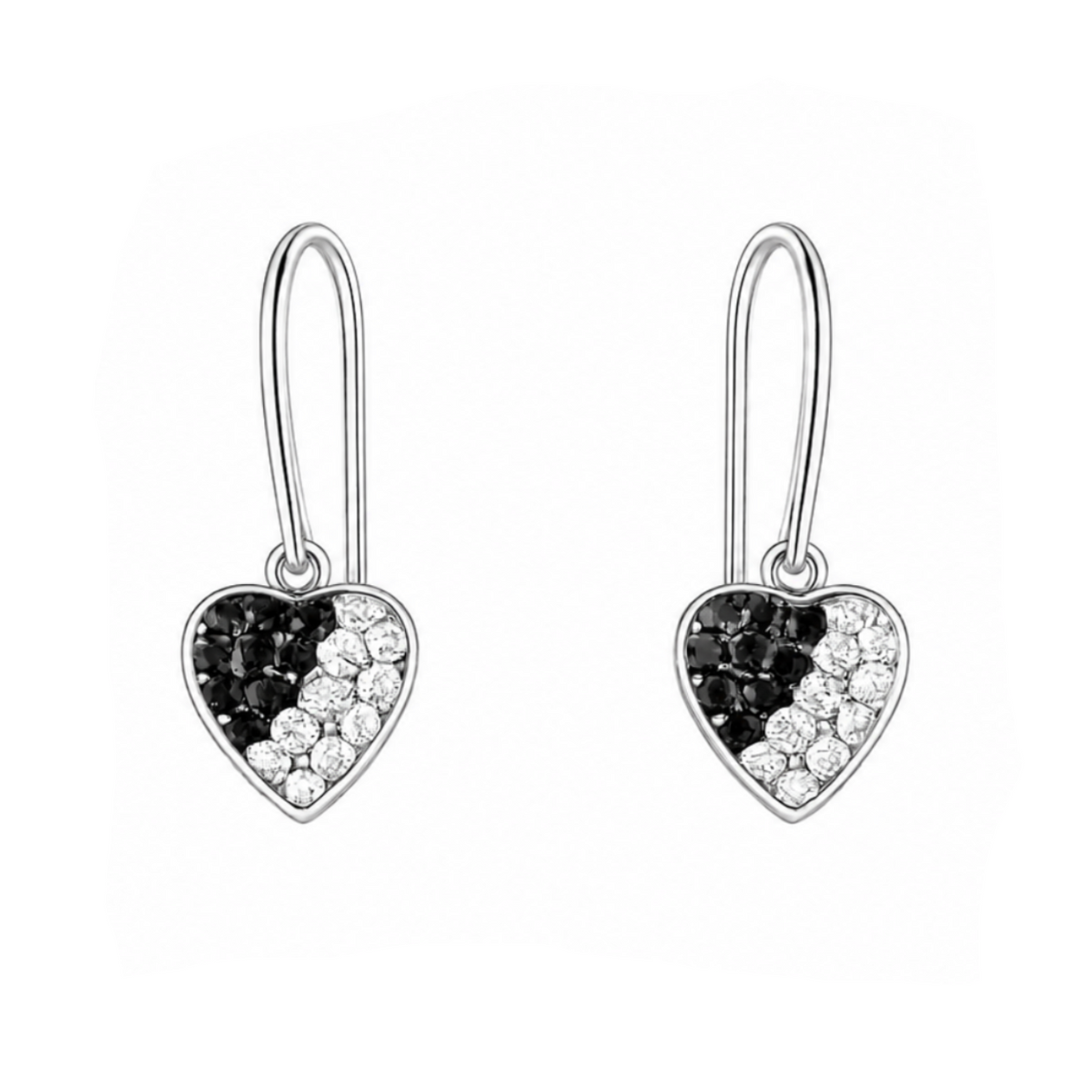 Celestial Heart Crystal Drop Earrings in 925 sterling silver – main view