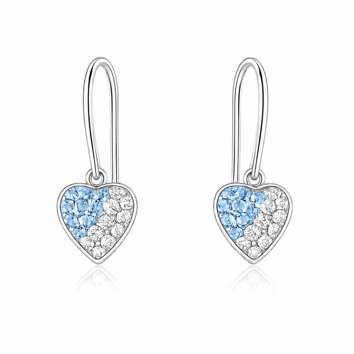 Celestial Heart Crystal Drop Earrings in 925 sterling silver – additional view