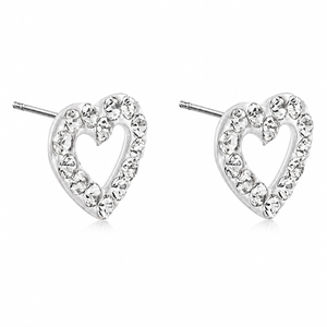 Celestial Heart Open Pavé Stud Earrings in 925 sterling silver – additional view