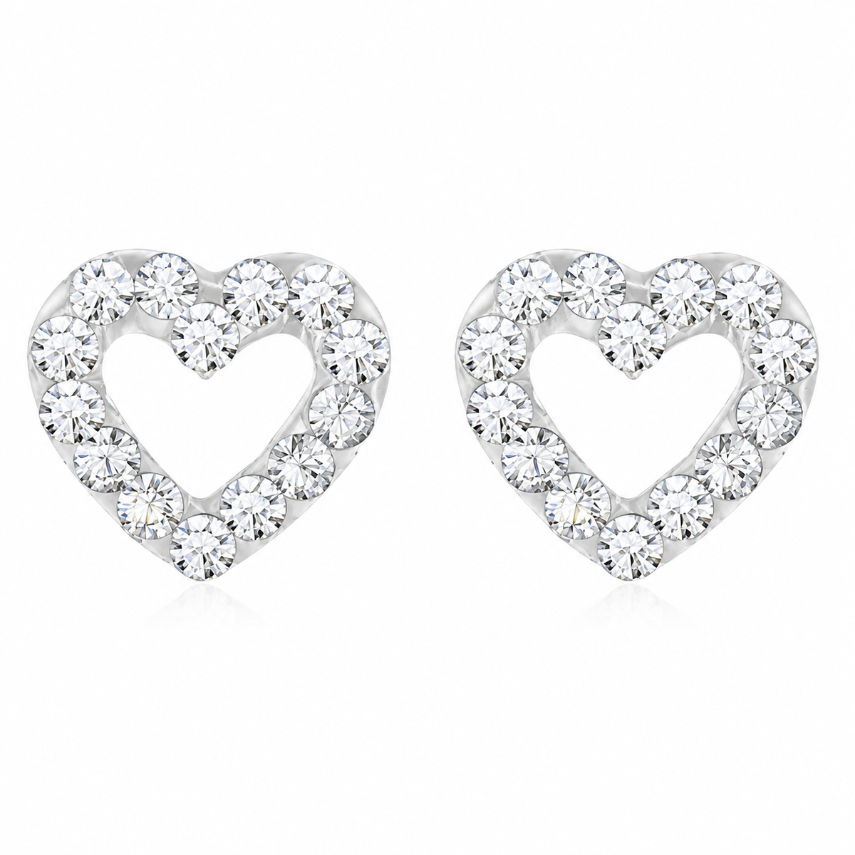Celestial Heart Open Pavé Stud Earrings in 925 sterling silver – additional view