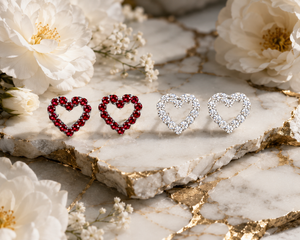 Celestial Heart Open Pavé Stud Earrings in 925 sterling silver – additional view
