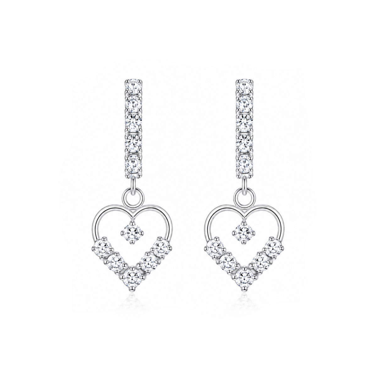 Celestial Heart Drop Silver Earrings in 925 sterling silver – main view
