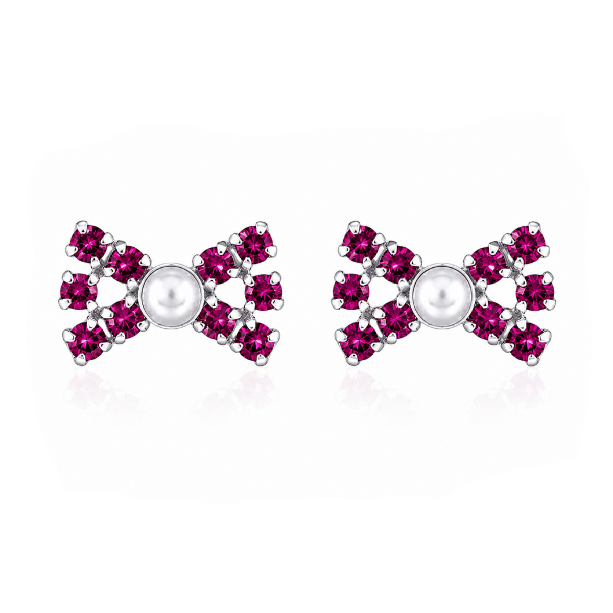 Celestial Pearl Bow Stud Earrings in 925 sterling silver – additional view