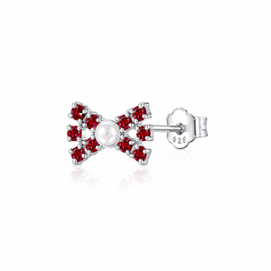 Celestial Pearl Bow Stud Earrings in 925 sterling silver – additional view