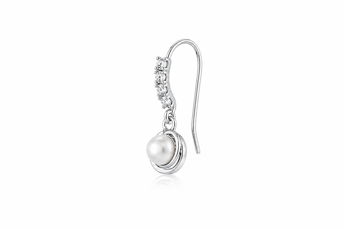 Celestial Pearl Dangle Earrings in 925 sterling silver – side view