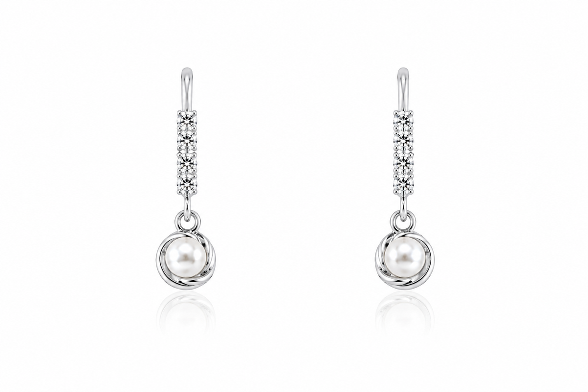Celestial Pearl Dangle Earrings in 925 sterling silver – main view