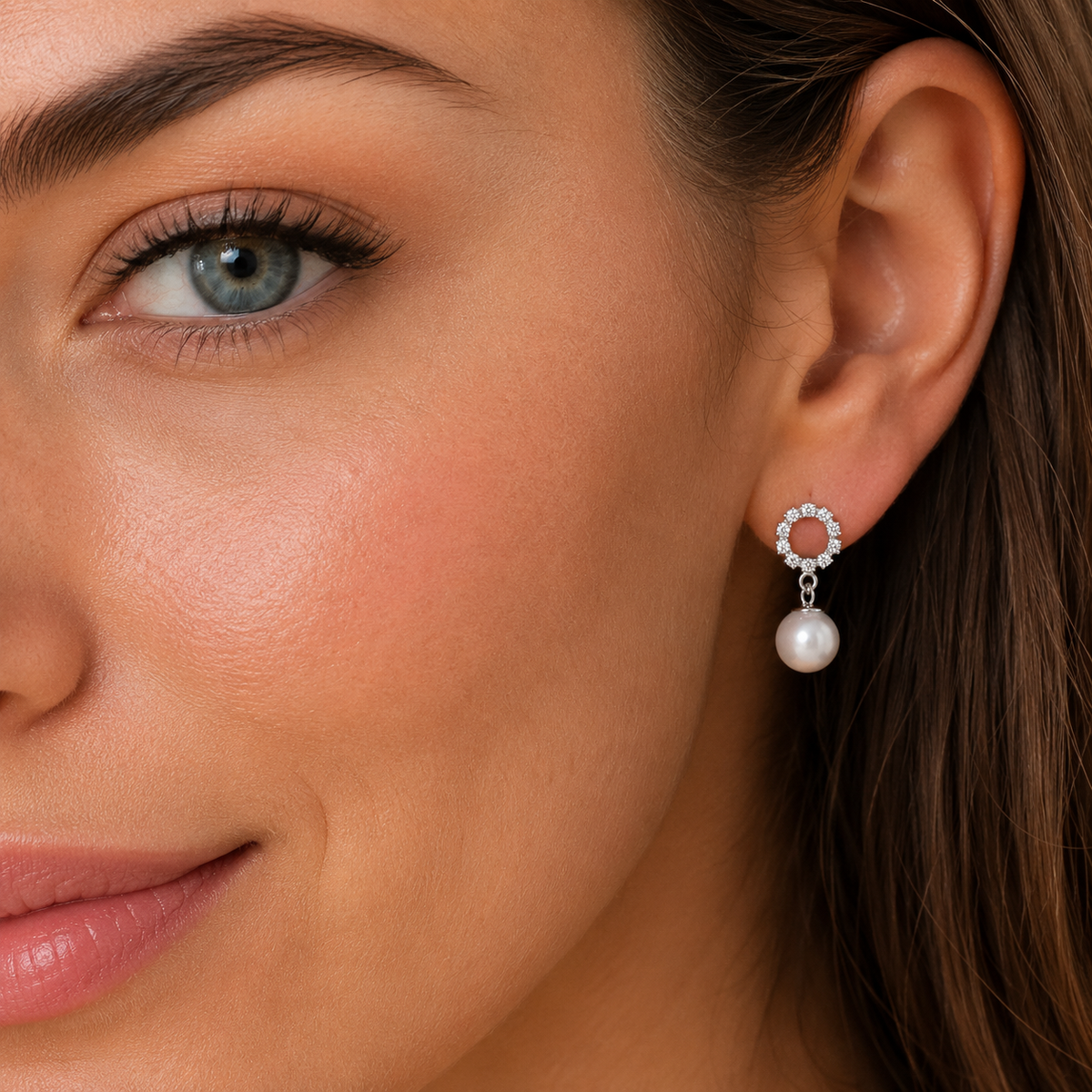 Celestial Pearl Halo Drop Earrings