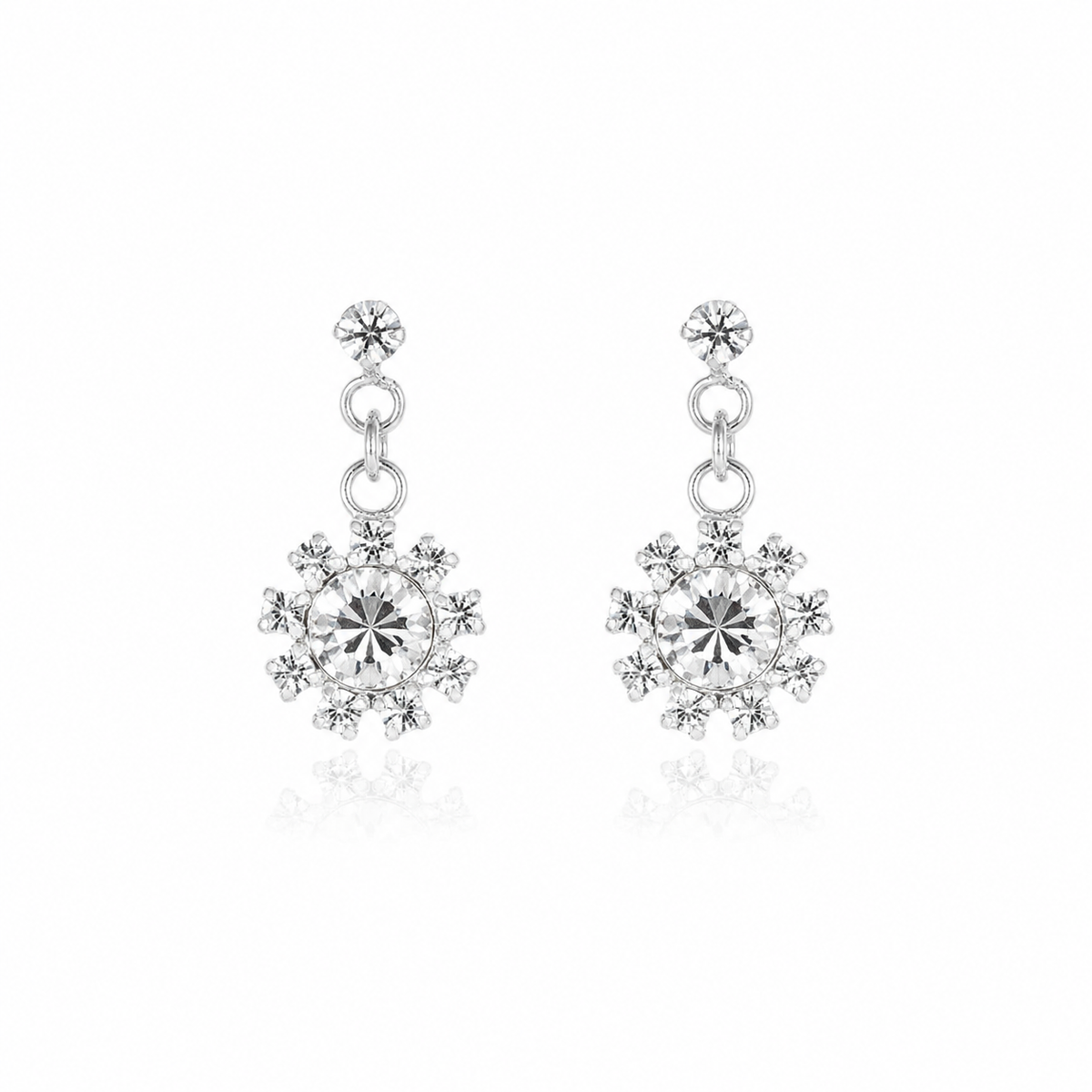 Celestial Snowflake Halo Drop Earrings