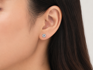 Celestial Solitaire Stud Earrings in 925 sterling silver – side view