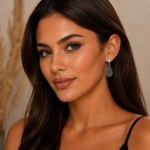 Celestial Teardrop Beaded Earrings in 925 sterling silver – angle view