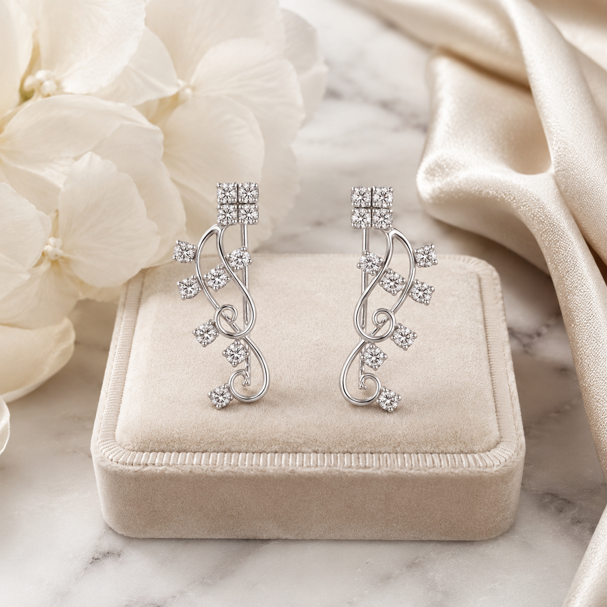 Celestial Vine Ear Climber Earrings in 925 sterling silver – angle view