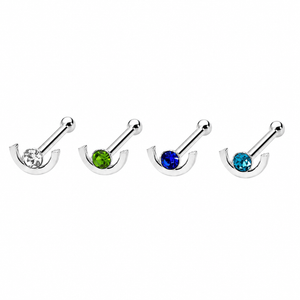 Crescent Crystal Nose Bone Stud in 925 sterling silver – main view