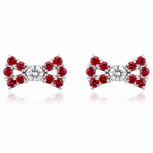 Crimson Bow Stud Earrings in 925 sterling silver – additional view