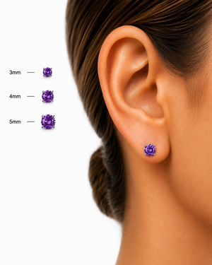 Round Crystal Stud Earrings in 925 sterling silver – additional view