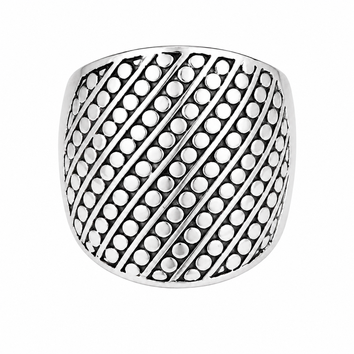 Diagonal Stripe Dome Ring