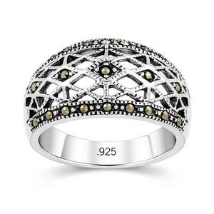Diamond Cutout Marcasite Ring in 925 sterling silver – main view