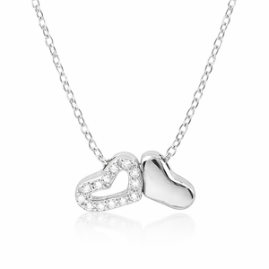 Interlocking Double Heart Necklace in 925 sterling silver – main view
