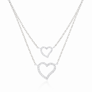 Double Layer Heart Necklace in 925 sterling silver – main view