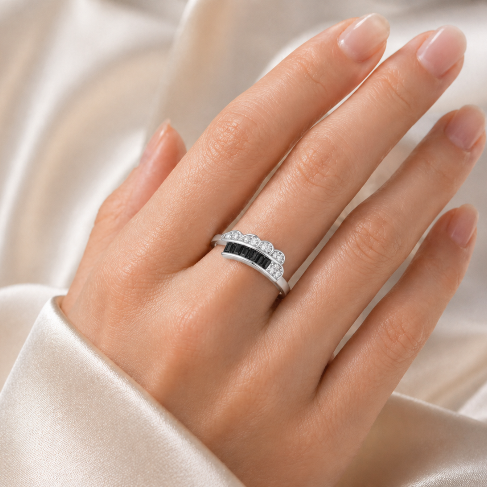 Celestia Two-Row Crystal Ring