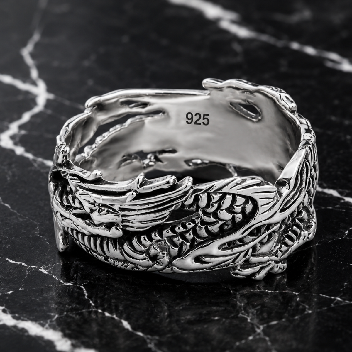 Dragon Band Ring in 925 sterling silver – side view