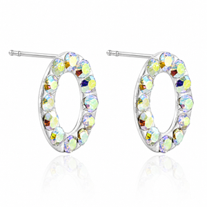 Éclipse Oval Crystal Stud Earrings in 925 sterling silver – side view