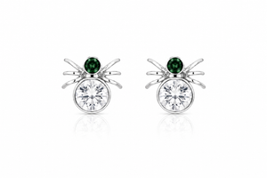 Enchanted Spider Crystal Stud Earrings in 925 sterling silver – side view