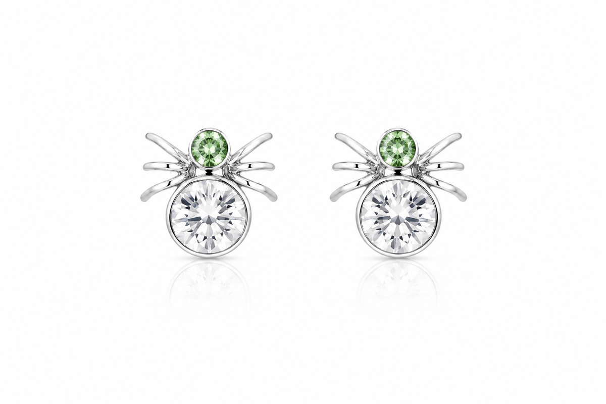 Enchanted Spider Crystal Stud Earrings in 925 sterling silver – additional view
