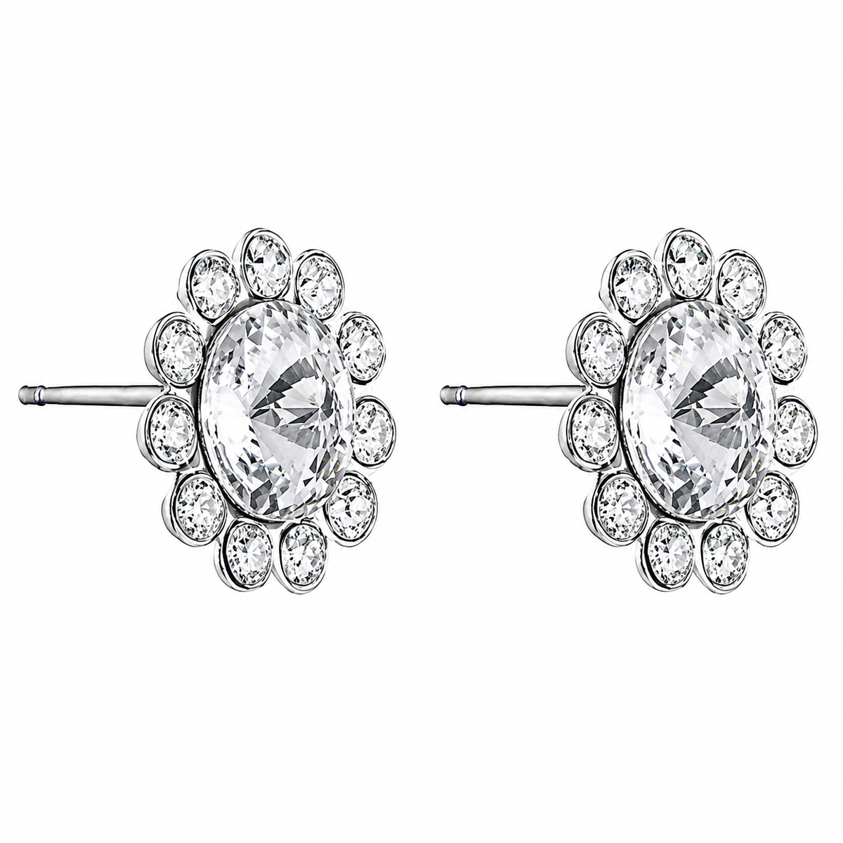 Étoile Halo Crystal Stud Earrings in 925 sterling silver – side view
