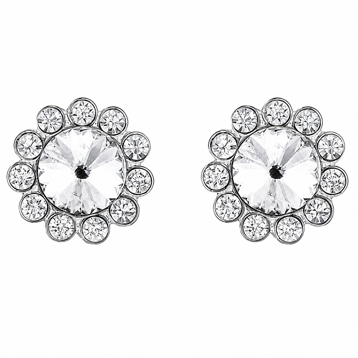 Étoile Halo Crystal Stud Earrings in 925 sterling silver – main view