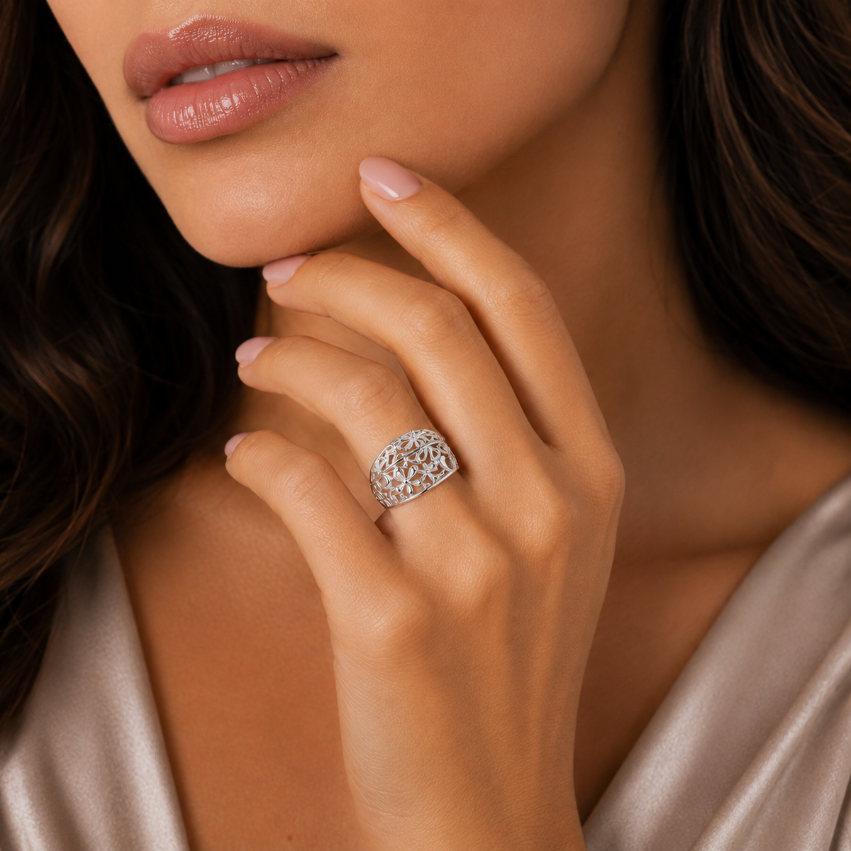 Filigree Flower Cutout Ring