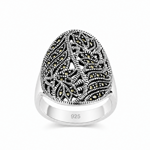 Floral Marcasite Ring in 925 sterling silver – main view