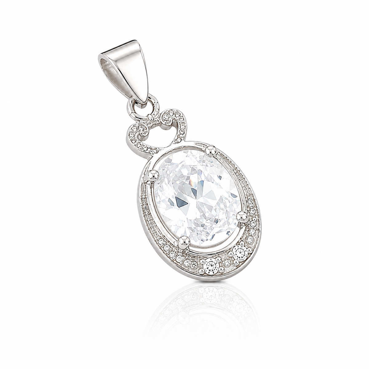 Heart Halo Oval Pendant