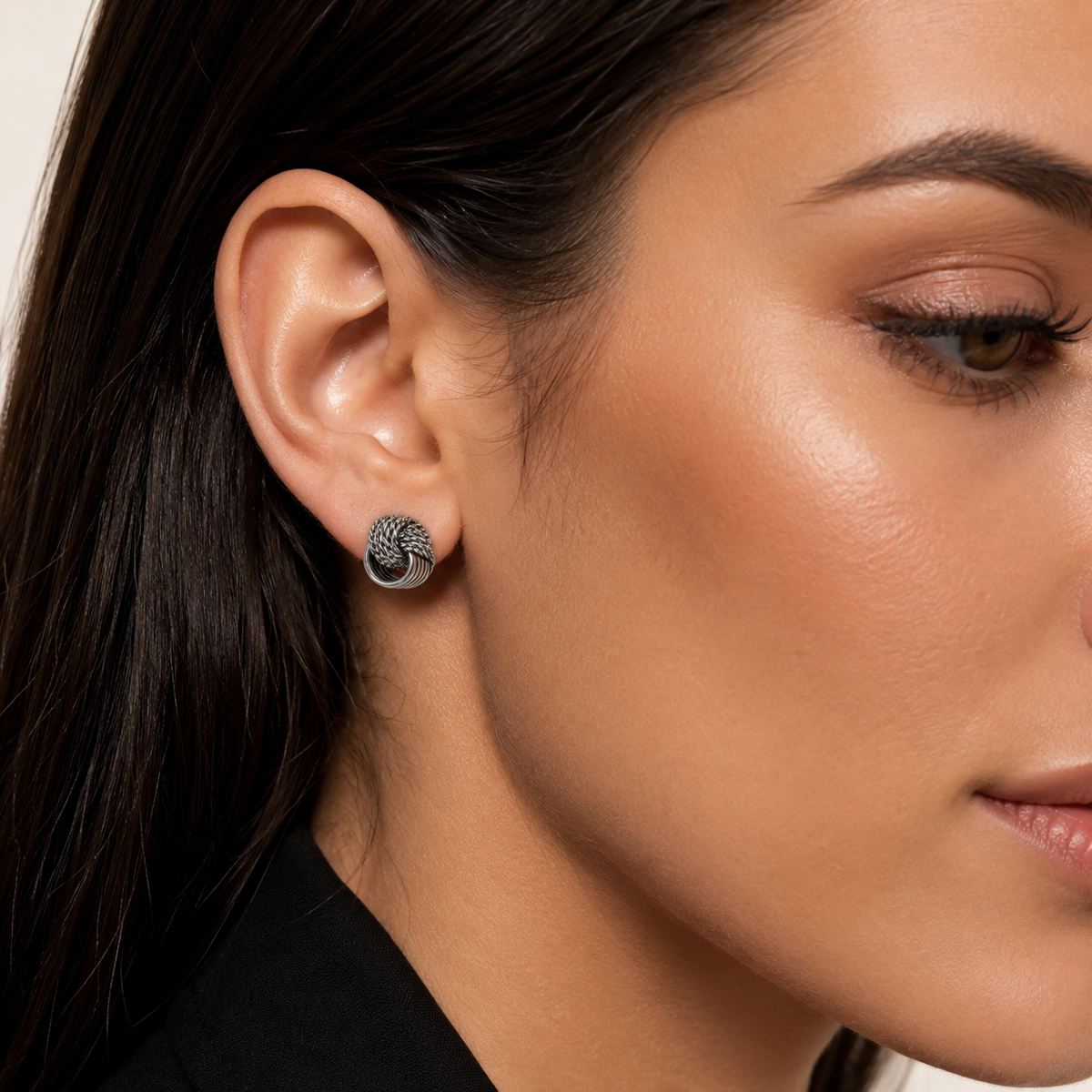 Heritage Twist Knot Stud Earrings in 925 sterling silver – angle view