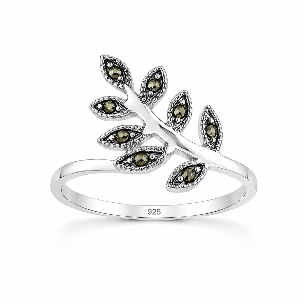 Leaf Vine Marcasite Ring in 925 sterling silver – main view