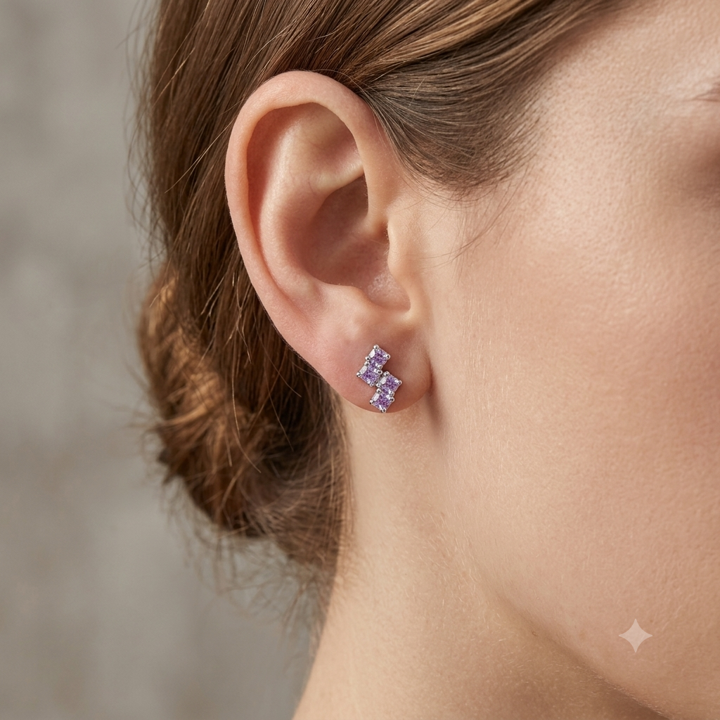 Lightning Bolt Birthstone Stud Earrings