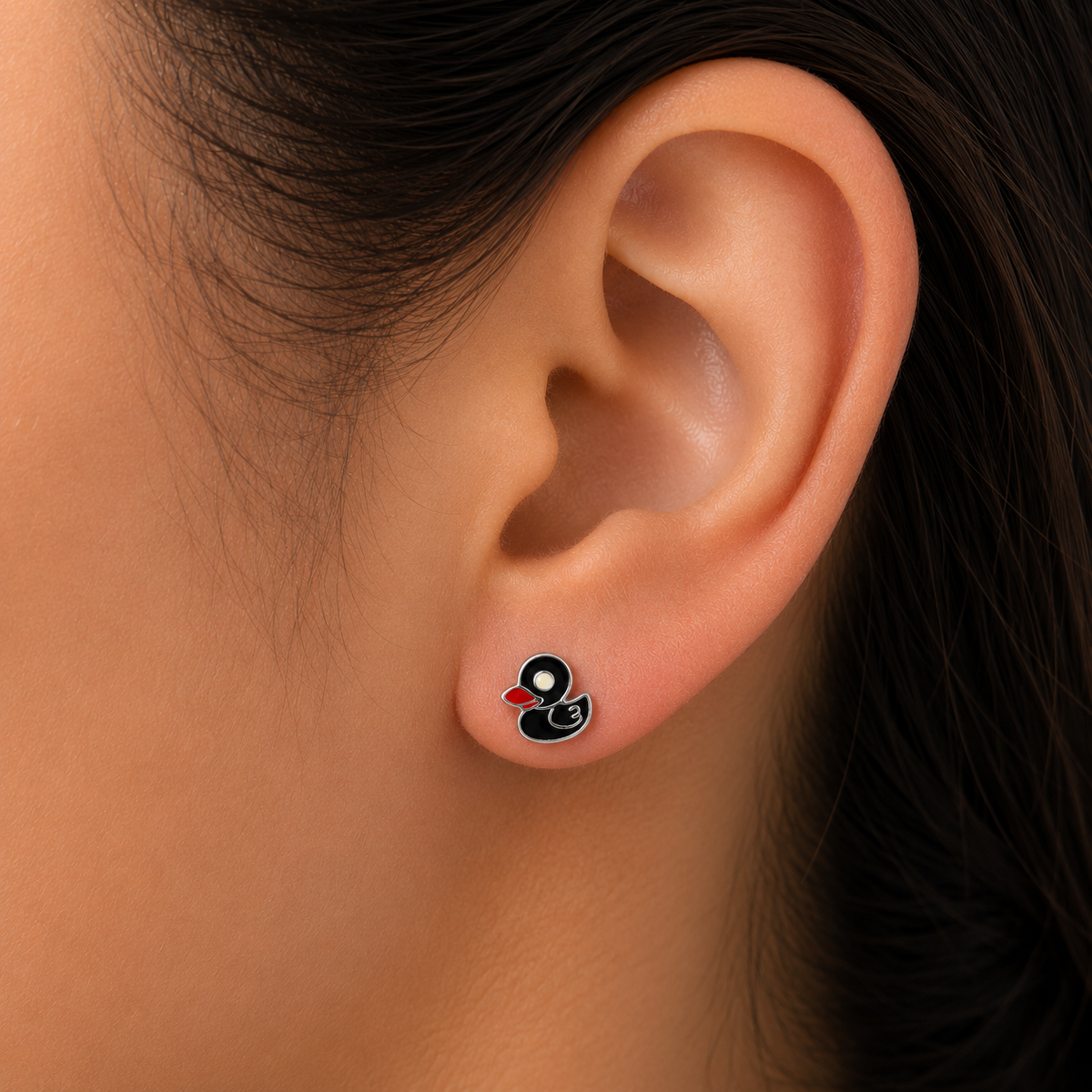 Little Midnight Duck Stud Earrings
